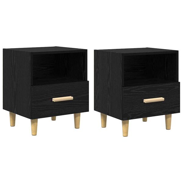 vidaXL Cabinet de chevet avec tiroir 2 Pièces Chêne noir 40 x 35 x 47 cm