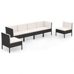vidaXL Salon de jardin 6 Pièces avec coussins résine tressée noir