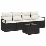 vidaXL Ensemble de canapé de jardin avec coussin 5 Pièces Noir et Crème