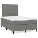 vidaXL Sommier à lattes de lit matelas LED gris foncé 120x190 cm tissu