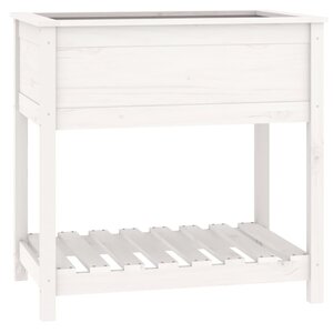 vidaXL Jardinière avec étagère Blanc 82 5x54x81 cm Bois massif de pin