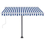 Vidaxl auvent manuel rétractable sur pied 300x250 cm bleu/blanc