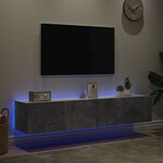 vidaXL Meubles TV muraux et lumières LED 2Pièces gris béton 80x35x31 cm