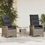 vidaXL Chaise de jardin inclinable Gris et Gris foncé polyrotin