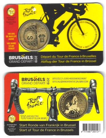 Monnaie 250 euros belgique 2019 - 100 ans de maillot jaune en coincard
