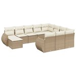vidaXL Salon de jardin 11 Pièces avec coussins beige résine tressée