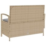 VidaXL Banc de rangement de jardin avec coussin beige résine tressée