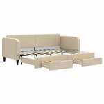 vidaXL Lit de jour avec gigogne et tiroirs crème 80x200 cm tissu