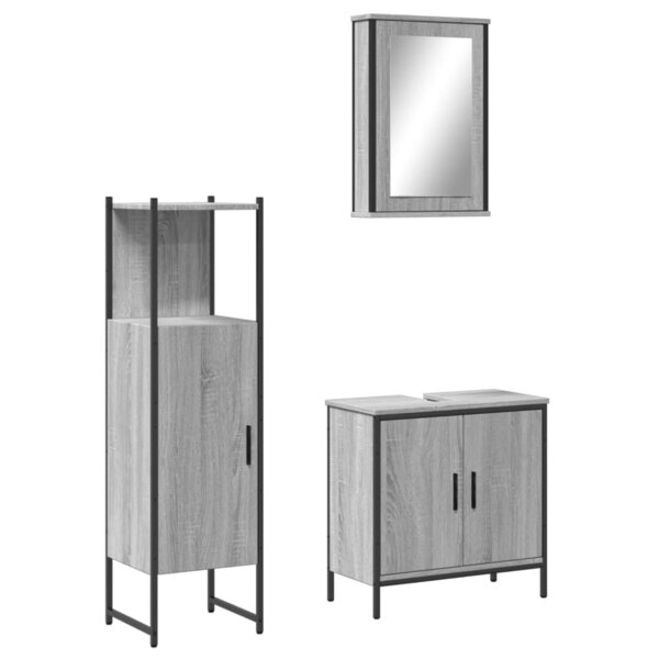 vidaXL Ensemble de meubles de salle de bain 3 Pièces Sonoma gris