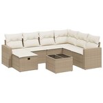 vidaXL Salon de jardin avec coussins 8 Pièces beige résine tressée