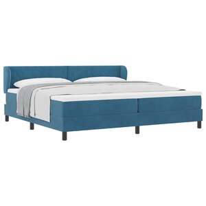 vidaXL Lit à ressorts avec matelas Bleu foncé 200 x 200 cm Velours
