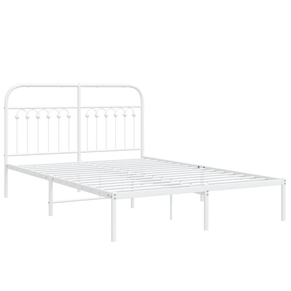 vidaXL Cadre de lit métal avec tête de lit blanc 135x190 cm