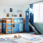 vidaXL Lit mezzanine enfants avec tour bleu 90x200 cm bois pin massif