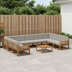 vidaXL Ensemble de canapés d'extérieur 10 Pièces Naturel et gris clair