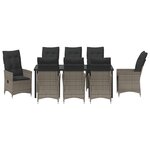 vidaXL Ensemble de salle à manger de jardin 9 pièces avec coussins Gris Poly Rattan