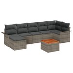 Ensemble Canapé Jardin 8 pièces avec Coussins Gris Poly Rattan Acacia