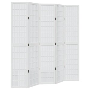 vidaXL Cloison de séparation 5 panneaux blanc bois de paulownia massif