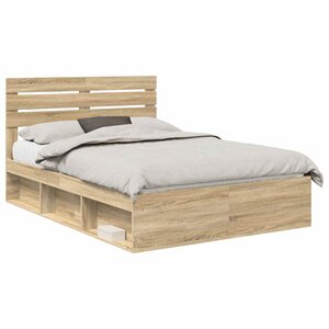 vidaXL Cadre de lit avec tête de lit Sonoma 160 x 200 cm Pin massif