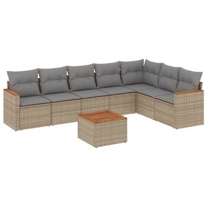 vidaXL Salon de jardin avec coussins 8Pièces mélange beige résine tressée