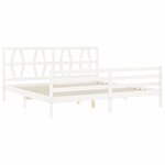 vidaXL Cadre de lit avec tête de lit blanc 200x200 cm bois massif