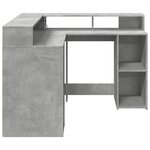 vidaXL Bureau et lumières LED gris béton 130x130x91cm bois ingénierie