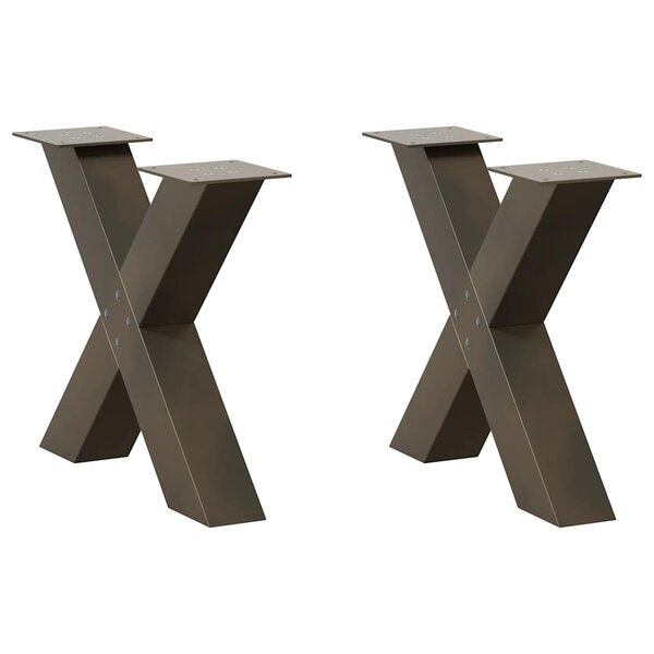 vidaXL Pieds de table basse en forme de X  2 pièces  acier naturel  50 x (42-43) cm