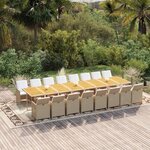 vidaXL Ensemble à dîner de jardin coussins 17 Pièces Beige Résine tressée