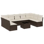 vidaXL Salon de jardin 10 Pièces avec coussins marron résine tressée