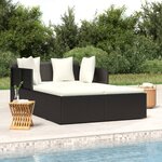 vidaXL Chaise longue avec coussins noir 182x118x63 cm résine tressée