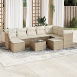 vidaXL Salon de jardin avec coussins 10 Pièces beige résine tressée