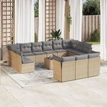 vidaXL Salon de jardin avec coussins 14 Pièces beige résine tressée