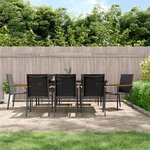vidaXL Ensemble à manger de jardin 9 Pièces noir textilène et acier