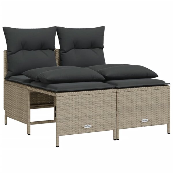vidaXL Salon de jardin 4 Pièces avec coussins gris clair résine tressée