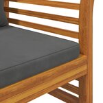 vidaXL Salon de jardin 2 Pièces avec coussins gris foncé Bois massif