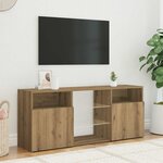 vidaXL Meuble TV avec lumières LED chêne artisanal bois d'ingénierie