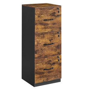 Caisson de bureau à 3 tiroirs meuble de rangement de document support d’imprimante 3 tiroirs verrouillables 40 x 41 x 103 cm rail de suspension réglable pour dossiers marron 12_0004804