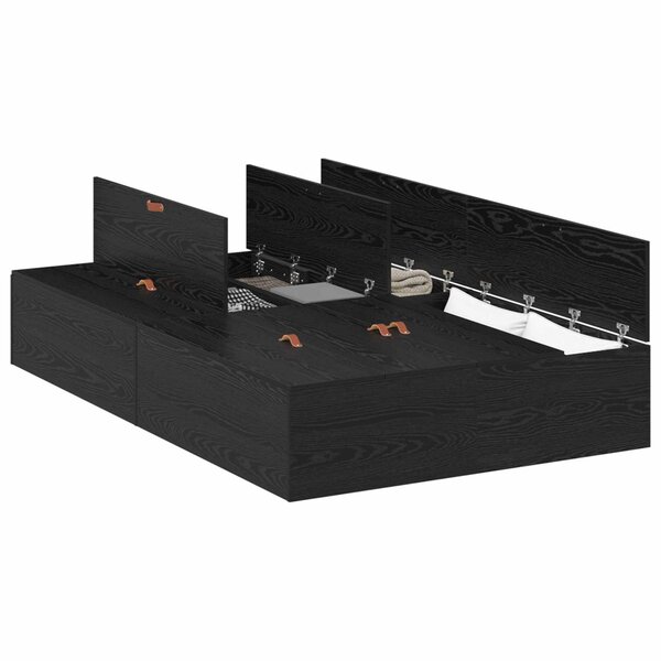 vidaXL Cadre de lit avec rangement Chêne noir 120 x 190 cm