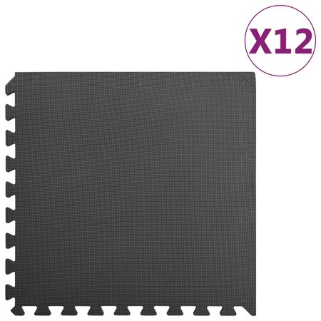 vidaXL Tapis de sol 12 Pièces 4 32㎡ Mousse EVA Noir