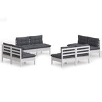 vidaXL Salon de jardin 8 Pièces avec coussins anthracite Bois de pin