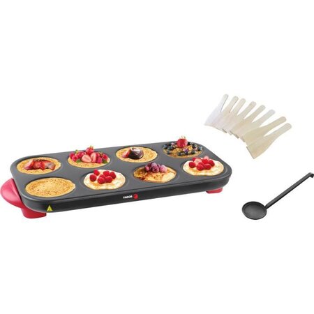 FAGOR - Crêpière  Party 8 personnes - 1500W - Revêtement anti-adhésif - 8 plaques chauffantes multi-usages - 8 spatules en bois