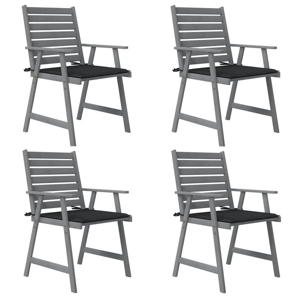 vidaXL Chaises à manger d'extérieur et coussins lot de 4 Acacia massif