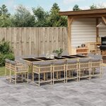vidaXL Ensemble à manger de jardin et coussins 15 Pièces mélange beige
