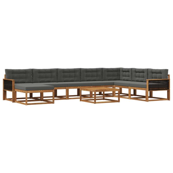 vidaXL Ensemble de canapés d'extérieur 9 Pièces Naturel et Anthracite
