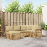 vidaXL Ensemble de canapés d'extérieur 6 Pièces Blanc et Beige