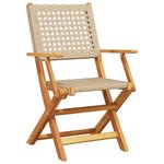 vidaXL Chaises de jardin pliantes lot de 4 beige rotin et bois massif