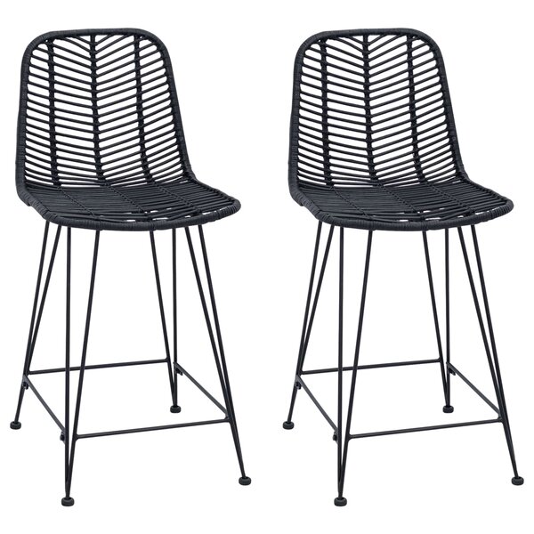 vidaXL Chaise de bar 2 pc Noir 44 5 x 54 5 x 97 5 cm Rotin et métal