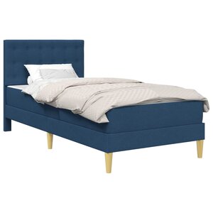 vidaXL Cadre de lit avec matelas Bleu 100 x 200 cm Tissu