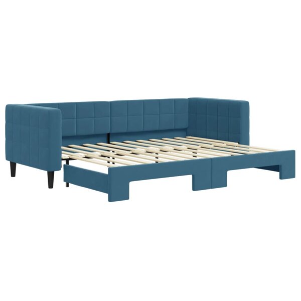 vidaXL Lit de jour avec lit gigogne bleu 80x200 cm velours