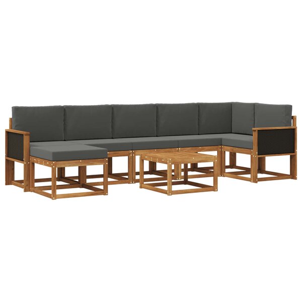 vidaXL Ensemble de canapés d'extérieur 8 Pièces Naturel et Anthracite