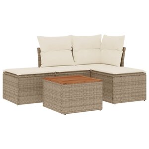 vidaXL Salon de jardin avec coussins 5 Pièces beige résine tressée